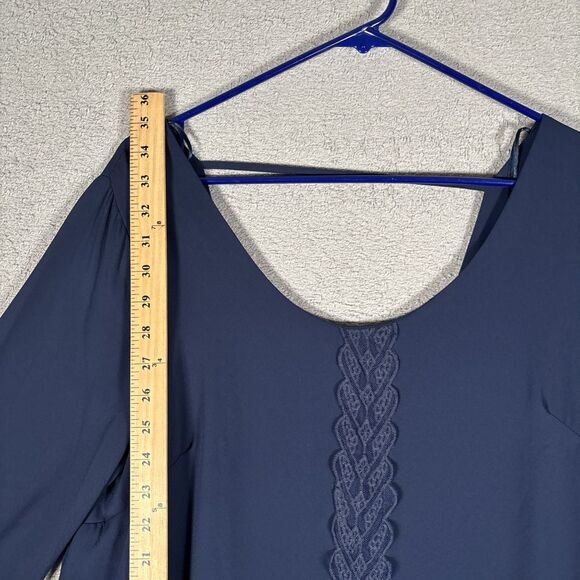 NWT ASTR The Label Shift Dress Mini Womens Sz XL Navy Blue Embroidered Lace - Picture 6 of 13